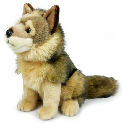 Wolf sitzend Kuscheltier 28 cm hoch Plüschtier