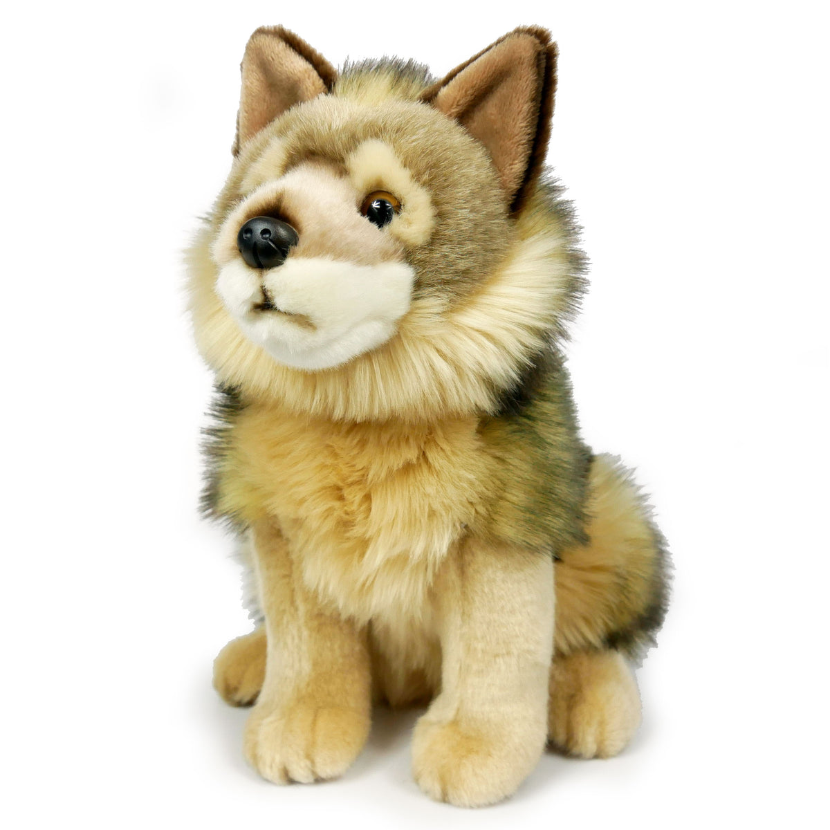 Wolf sitzend Kuscheltier 28 cm hoch Plüschtier